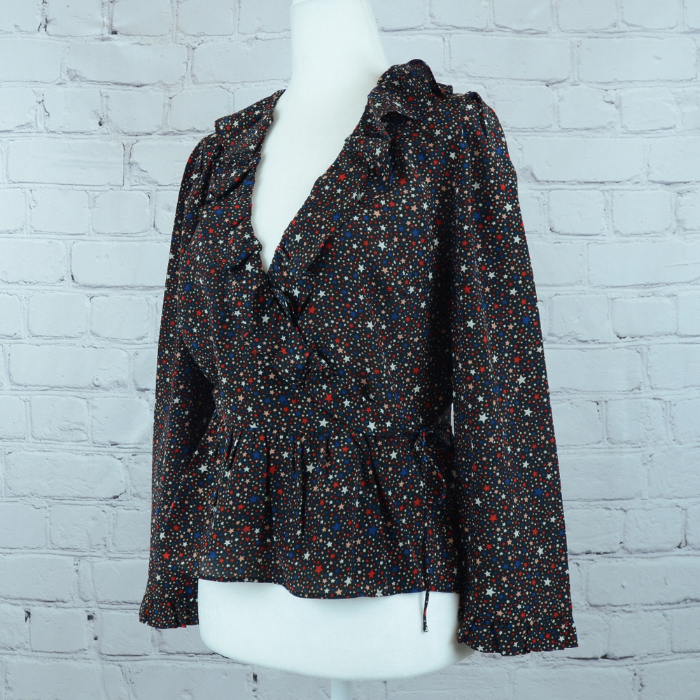 NEW! Madewell Starry Night Silk Ruffle Wrap Top… - Picture 7 of 8